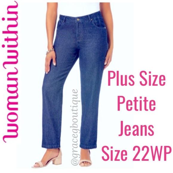 Natural Fit Womens Jeans Woman Within Plus Size 22W Petite Indigo Blue Wash - Picture 1 of 16